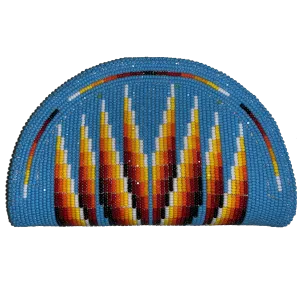 Light Blue Beaded Purse on Smoked Buckskin