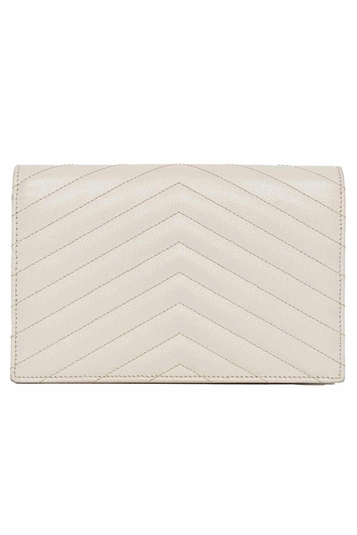 Saint Laurent Cassandre Envelope Chain Wallet in Grain De Poudre Leather