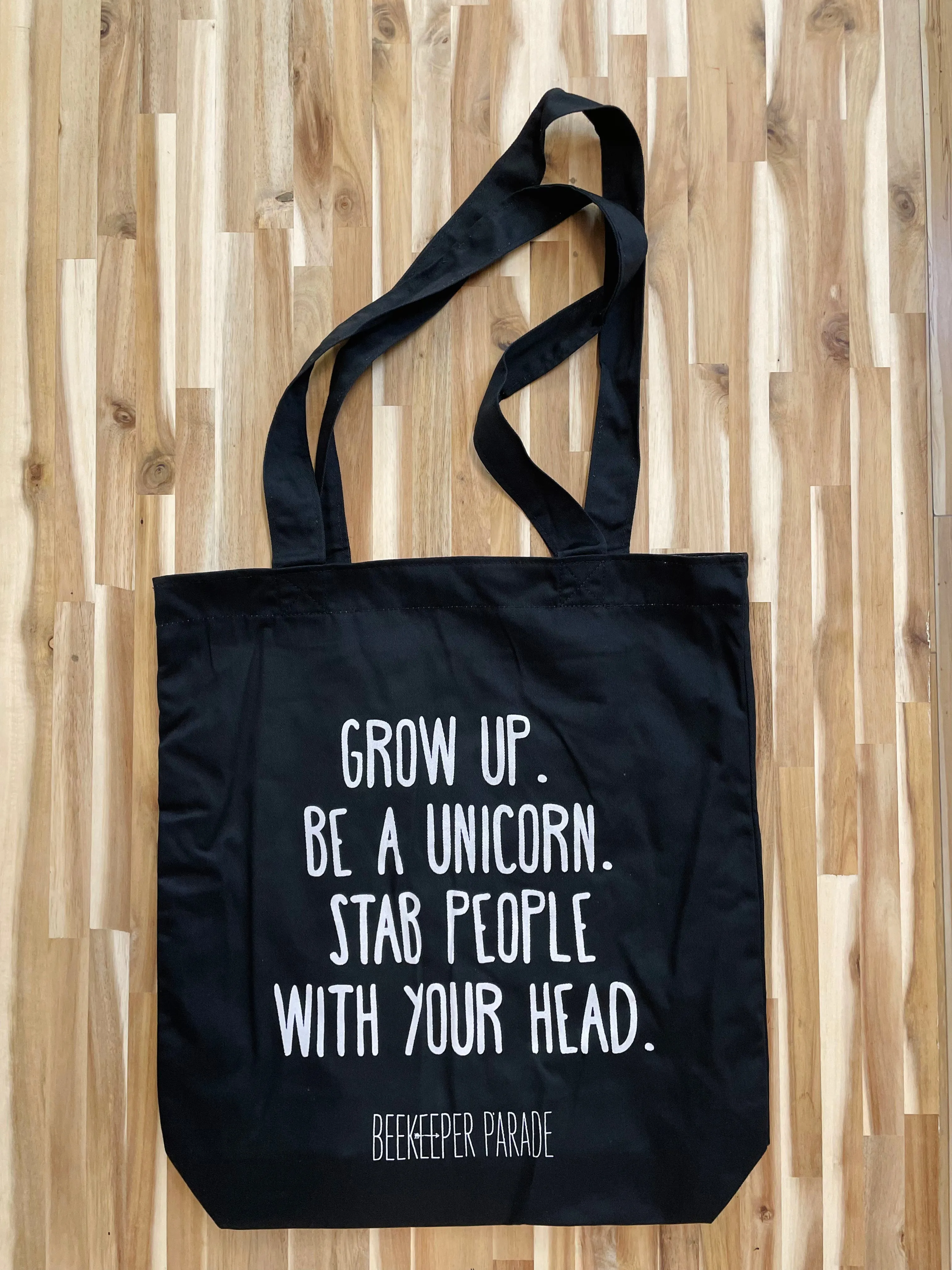 The "Grow up. Be a Unicorn 🦄" Quote Tote Large (Black Canvass)